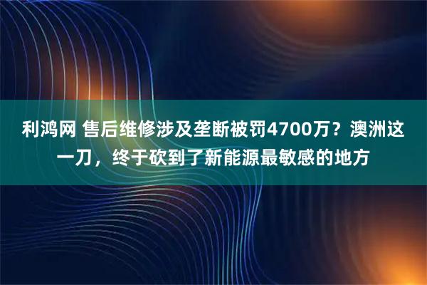 利鸿网 售后维修涉及垄断被罚4700万？澳洲这一刀，终于砍到了新能源最敏感的地方